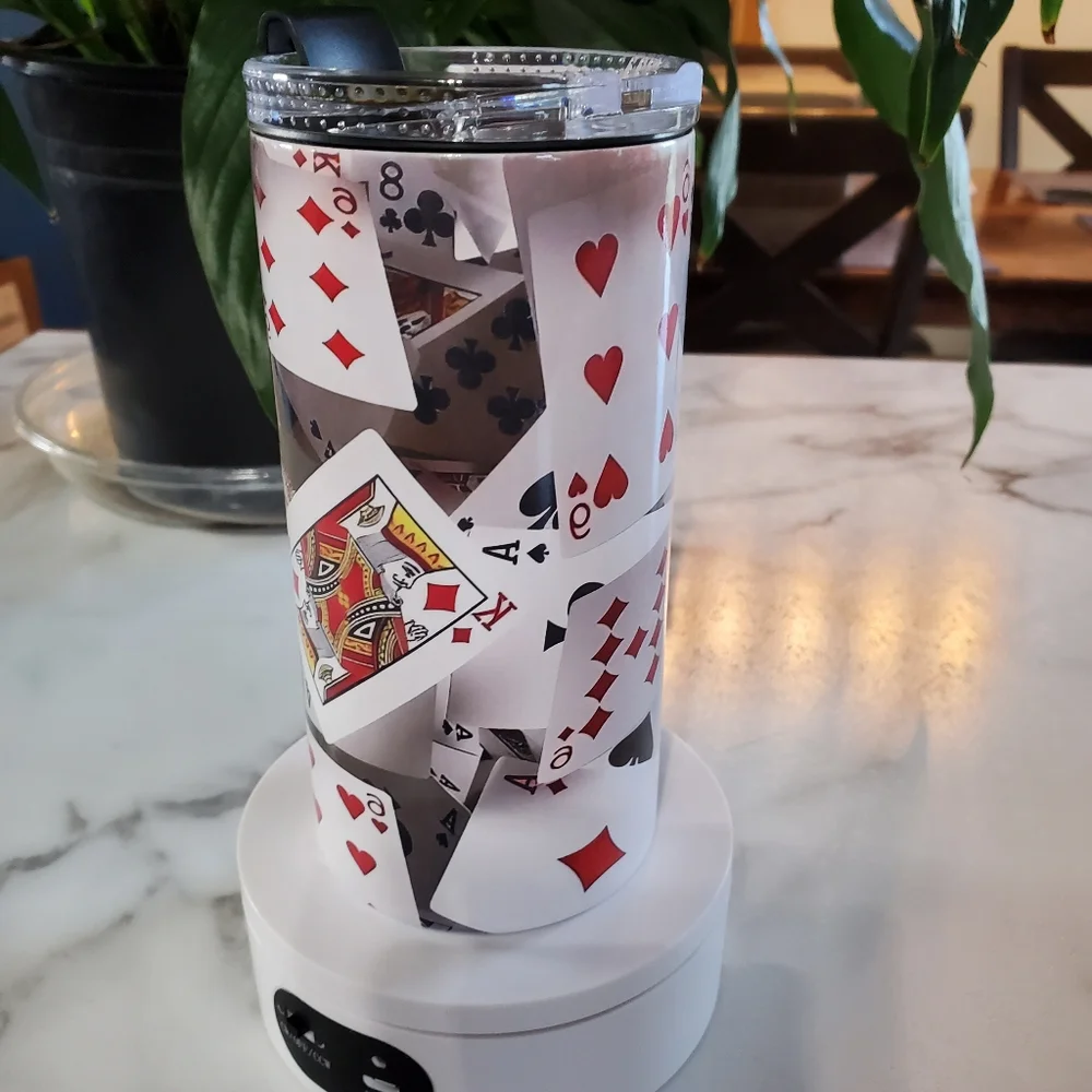 Playing Cards 4 in 1 Can Cooler 14oz Tumbler 🎉sale